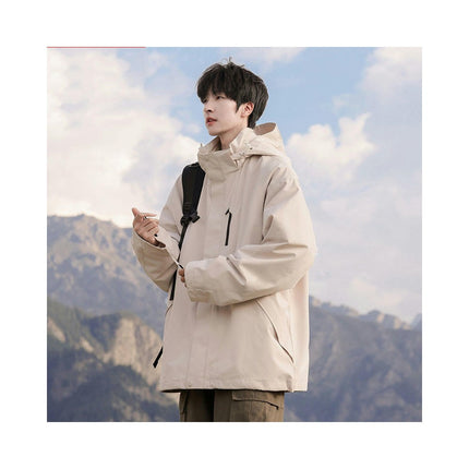 Men's Autumn And Winter Outdoor Windproof Waterproof Hooded Mountaineering Suit