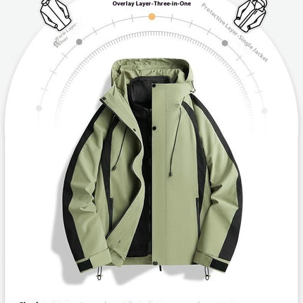 Men's and Women's 3-in-1 Jackets for  Outdoor Winter Windproof and Waterproof Mountaineering Hiking