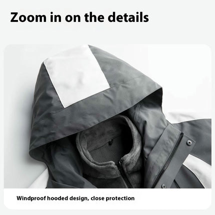 Men's and Women's 3-in-1 Jackets for  Outdoor Winter Windproof and Waterproof Mountaineering Hiking