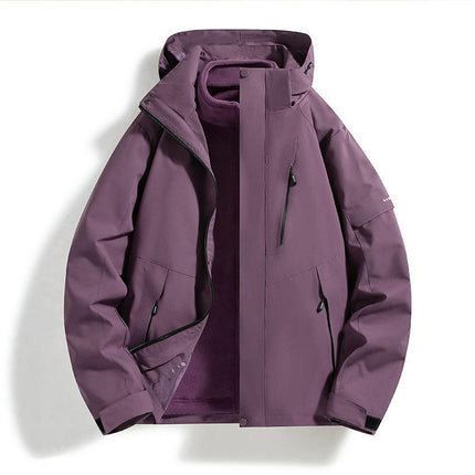 Outdoor Jacket 3-in-1 Autumn and Winter Windproof Waterproof Casual Loose Removable Jacket