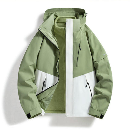Outdoor Jacket 3-in-1 Autumn and Winter Windproof Waterproof Casual Loose Removable Jacket