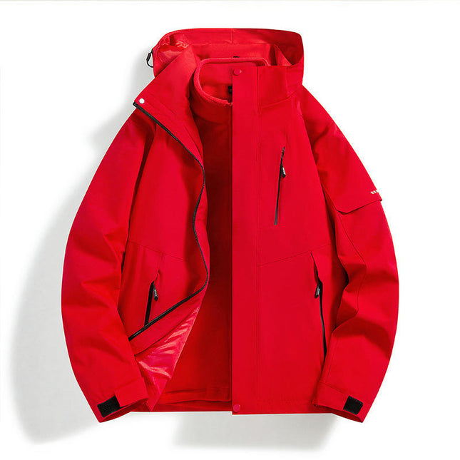 Outdoor Jacket 3-in-1 Autumn and Winter Windproof Waterproof Casual Loose Removable Jacket