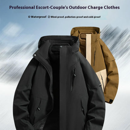 Outdoor Jacket 3-in-1 Autumn and Winter Windproof Waterproof Casual Loose Removable Jacket