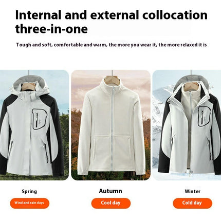 Waterproof 3-in-1 Jacket Warm Winter Snow Coat Windproof Rain Snowboarding Jackets