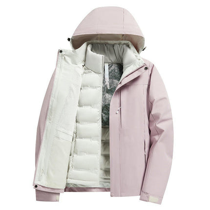 Outdoor Hiking Ski Mountaineering 3 in 1 Jacket Thick Warm Coat