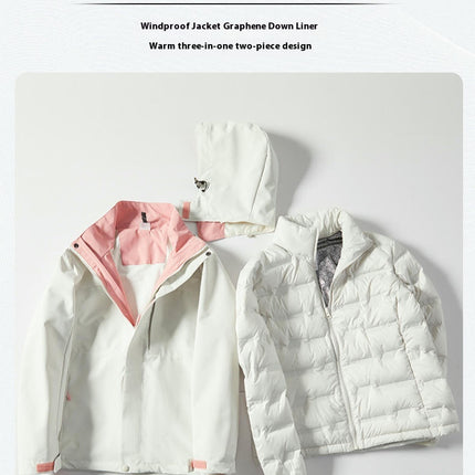 Outdoor Hiking Ski Mountaineering 3 in 1 Jacket Thick Warm Coat 1