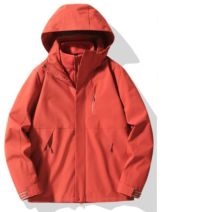 Outdoor Jacket Men's and Women's 3-in-1 Windproof and Waterproof Mountaineering Clothing