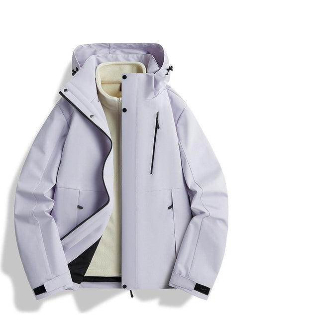 3-in-1 Outdoor Jacket for Autumn and Winter With Detachable Polar Fleece Liner Mountaineering Clothing