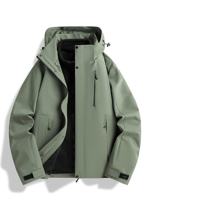 3-in-1 Outdoor Jacket for Autumn and Winter With Detachable Polar Fleece Liner Mountaineering Clothing