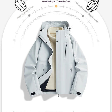 3-in-1 Outdoor Jacket for Autumn and Winter With Detachable Polar Fleece Liner Mountaineering Clothing 1