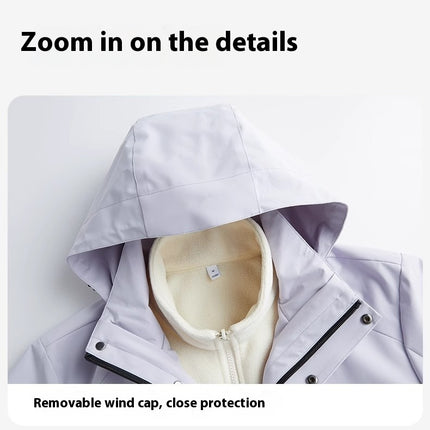 3-in-1 Outdoor Jacket for Autumn and Winter With Detachable Polar Fleece Liner Mountaineering Clothing