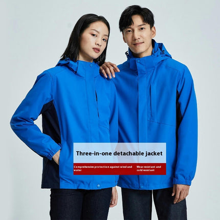 Outdoor Men's and Women's 3 In 1 Windproof and Warm Jackets and Mountaineering Clothes