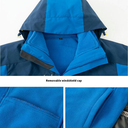 Men's and Women's Outdoor Jacket 3 In 1 Removable Grab Lining Waterproof Mountaineering Clothing