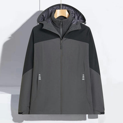 Men's and Women's Outdoor Jacket 3 in 1 Removable Fleece Warm Waterproof Mountaineering Clothes
