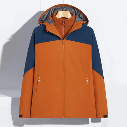 Men's and Women's Outdoor Jacket 3 in 1 Removable Fleece Warm Waterproof Mountaineering Clothes