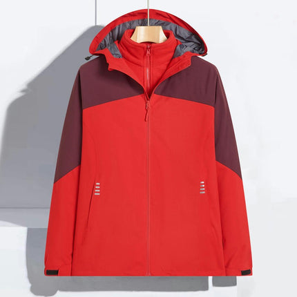 Men's and Women's Outdoor Jacket 3 in 1 Removable Fleece Warm Waterproof Mountaineering Clothes