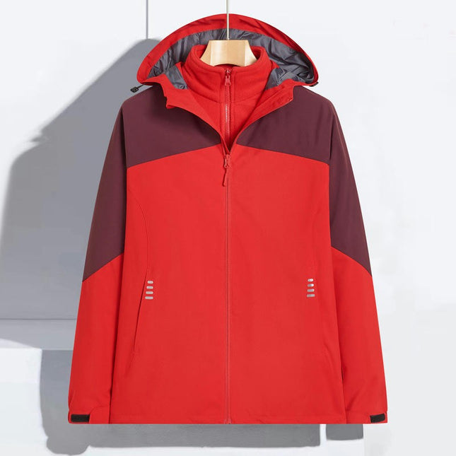 Men's and Women's Outdoor Jacket 3 in 1 Removable Fleece Warm Waterproof Mountaineering Clothes