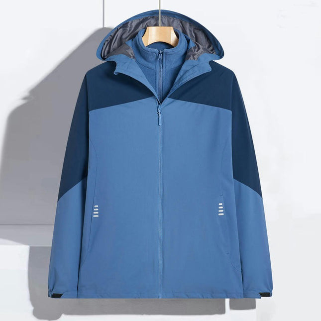 Men's and Women's Outdoor Jacket 3 in 1 Removable Fleece Warm Waterproof Mountaineering Clothes