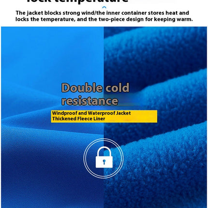 Men's and Women's Outdoor Jacket 3 in 1 Removable Fleece Warm Waterproof Mountaineering Clothes