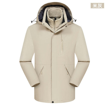 Jacket 3 in 1 Removable Silver Fox Fleece Liner Windbreaker Jacket Waterproof Mountaineering Clothing