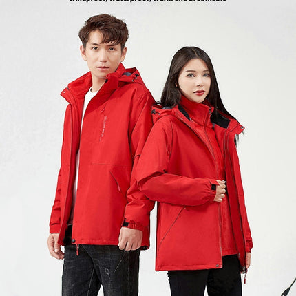 Jacket 3 in 1 Removable Silver Fox Fleece Liner Windbreaker Jacket Waterproof Mountaineering Clothing