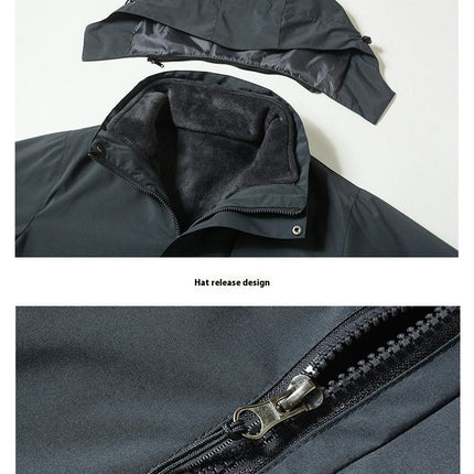 Jacket 3 in 1 Removable Silver Fox Fleece Liner Windbreaker Jacket Waterproof Mountaineering Clothing