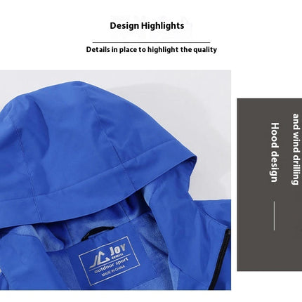 Autumn and Winter Plus Welvet Warm Jacket Outdoor Hooded Mountaineering Clothing Windproof Jacket