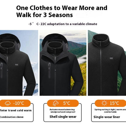 Dual Control Heating Jacket 3 In 1 Cold Protection and Warm Ski Suit Jacket Smart Electric Heating Suit
