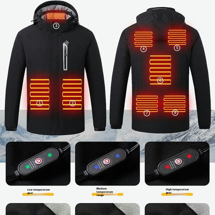 Heating Jacket Men's and Women's Outdoor Plus Velvet Warm Mountaineering Clothes USB Charging Heating Clothes