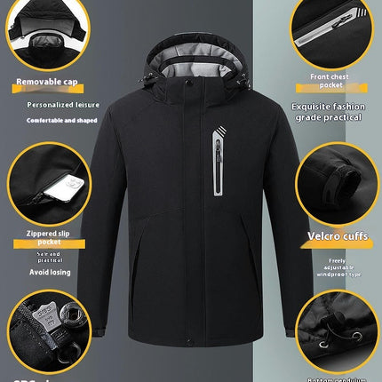Heating Jacket Men's and Women's Outdoor Plus Velvet Warm Mountaineering Clothes USB Charging Heating Clothes