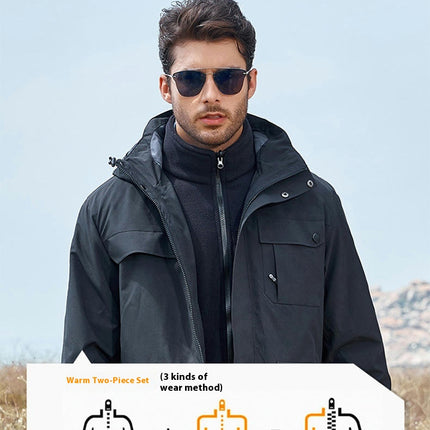 Warm 3-in-1 Jacket - Waterproof Jacket, Outdoor Windproof Mountaineering Clothing