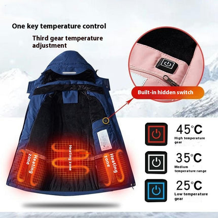 Heated Jacket for Men and Women, Winter Coat, Carbon Fiber Heating Wire Heated Hooded Jacket