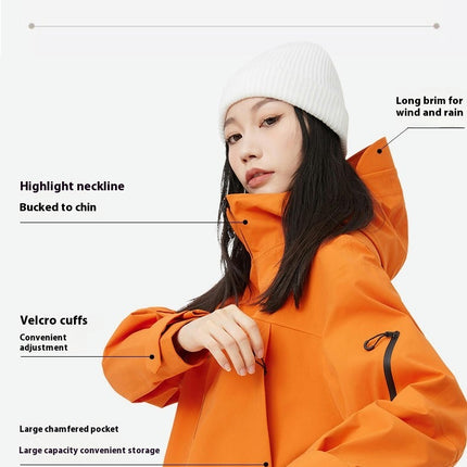 Men's Waterproof Hard Shell Jacket - Outdoor Mountaineering Thin Hooded Windbreaker Jacket