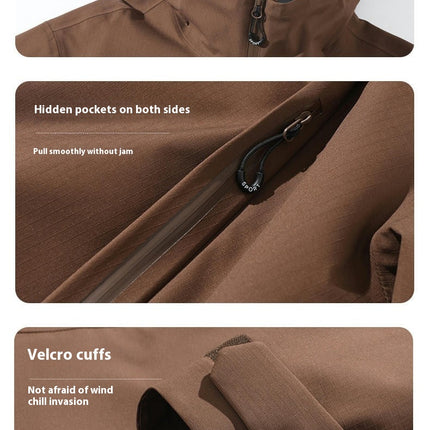Men's Waterproof Hard Shell Jacket - Outdoor Mountaineering Thin Hooded Windbreaker Jacket