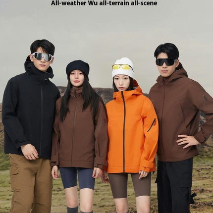 Men's Waterproof Hard Shell Jacket - Outdoor Mountaineering Thin Hooded Windbreaker Jacket