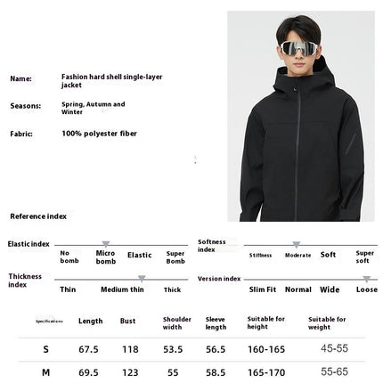 Men's Waterproof Hard Shell Jacket - Outdoor Mountaineering Thin Hooded Windbreaker Jacket