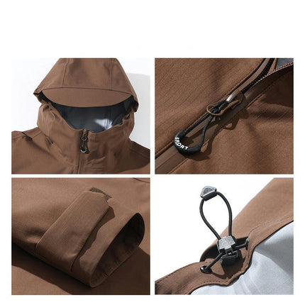 Men's Waterproof Hard Shell Jacket - Outdoor Mountaineering Thin Hooded Windbreaker Jacket