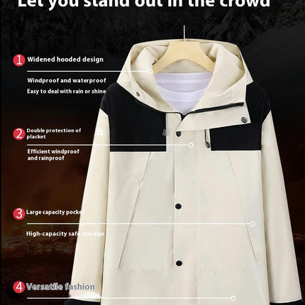 Men and Women Windproof Jacket Waterproof Lightweight Mountain Sport Jacket Hooded Raincoat