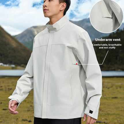 Men's Rain Jacket Waterproof with Hooded Hiking Coat Lightweight Windbreaker