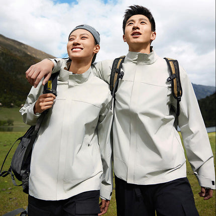 Men's Rain Jacket Waterproof with Hooded Hiking Coat Lightweight Windbreaker