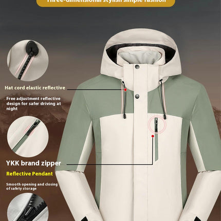 Men's Ski Jacket 3 in 1 Waterproof Winter Snow Jacket Windproof Hooded with Inner Warm Fleece Coat
