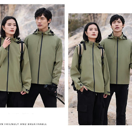 Solid Color Thin Jacket-Outdoor Hooded Jacket Windproof and Waterproof Mountaineering Clothing