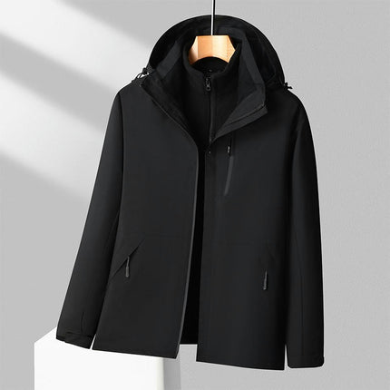 Men's and Women's Ski Jacket 3 in 1 Waterproof Winter Windproof Hooded with Inner Warm Fleece Coat