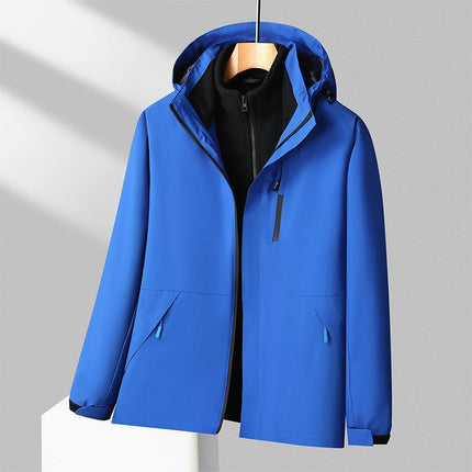 Men's and Women's Ski Jacket 3 in 1 Waterproof Winter Windproof Hooded with Inner Warm Fleece Coat