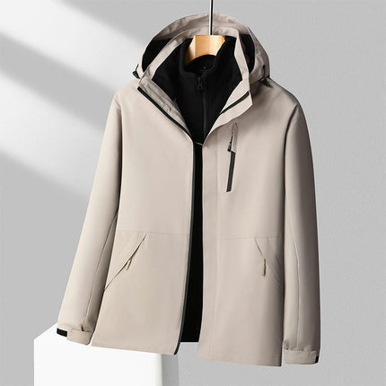 Men's and Women's Ski Jacket 3 in 1 Waterproof Winter Windproof Hooded with Inner Warm Fleece Coat