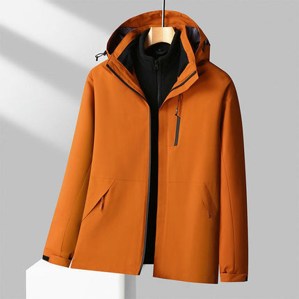 Men's and Women's Ski Jacket 3 in 1 Waterproof Winter Windproof Hooded with Inner Warm Fleece Coat