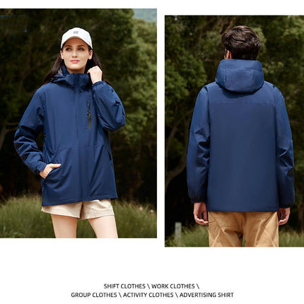 Men's and Women's Ski Jacket 3 in 1 Waterproof Winter Windproof Hooded with Inner Warm Fleece Coat