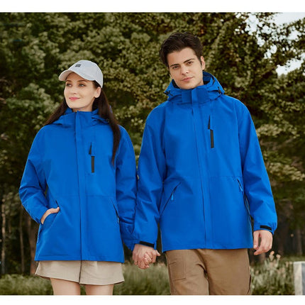 Men's and Women's Ski Jacket 3 in 1 Waterproof Winter Windproof Hooded with Inner Warm Fleece Coat