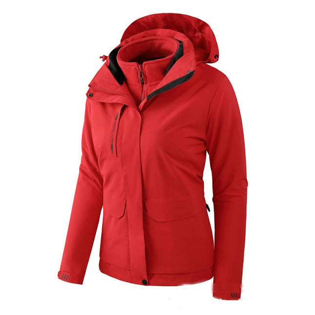 3 in 1 Ski Jacket Waterproof Winter Jacket Windproof Hooded with Inner Warm Fleece Coat