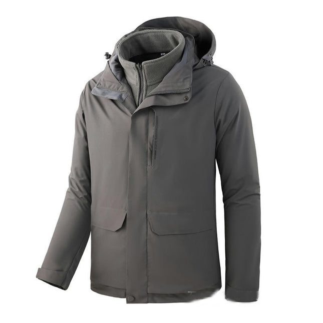 3 in 1 Ski Jacket Waterproof Winter Jacket Windproof Hooded with Inner Warm Fleece Coat